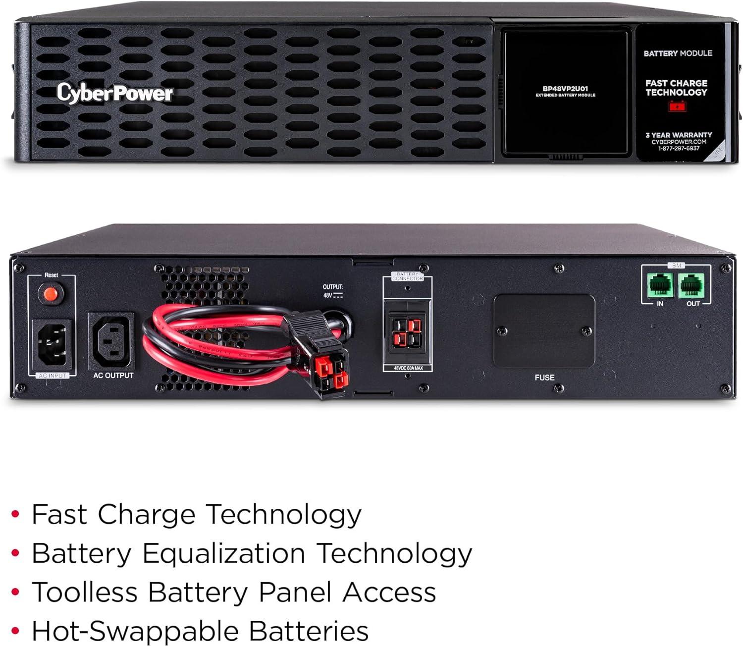 image:imageCyberPower BP48VP2U03 Extended Battery Module 48V70A 2U RackTower UL CertifiedEBM 48V60A