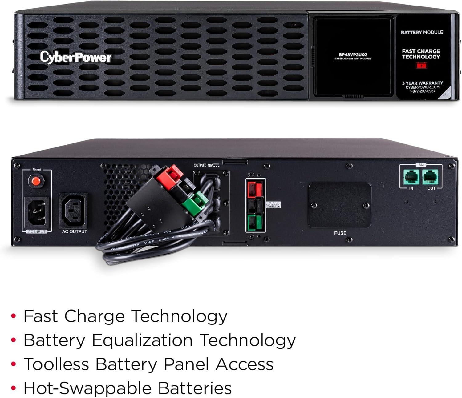 image:imageCyberPower BP48VP2U03 Extended Battery Module 48V70A 2U RackTower UL CertifiedEBM 48V70A