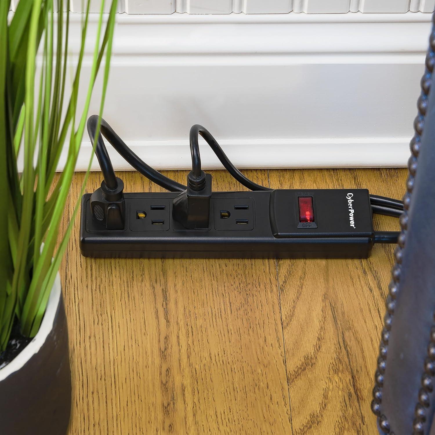 image:imageCyberPower CSB404 Essential Surge Protector 450J125V 4 Outlets 4ft Power Cord BlackSingle