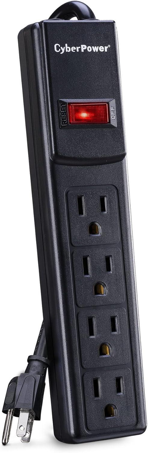 image:imageCyberPower CSB404 Essential Surge Protector 450J125V 4 Outlets 4ft Power Cord BlackSingle