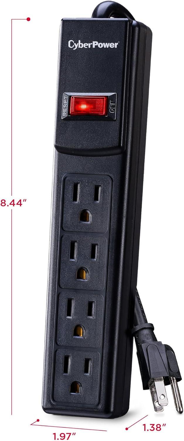 image:imageCyberPower CSB404 Essential Surge Protector 450J125V 4 Outlets 4ft Power Cord BlackSingle
