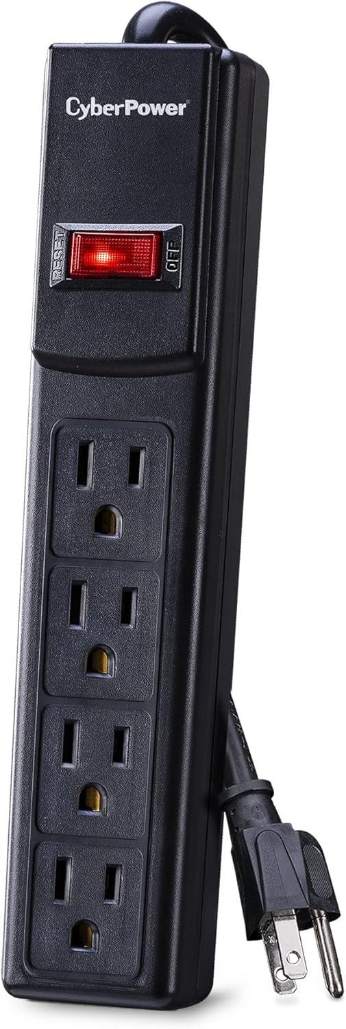 image:imageCyberPower CSB404 Essential Surge Protector 450J125V 4 Outlets 4ft Power Cord BlackSingle