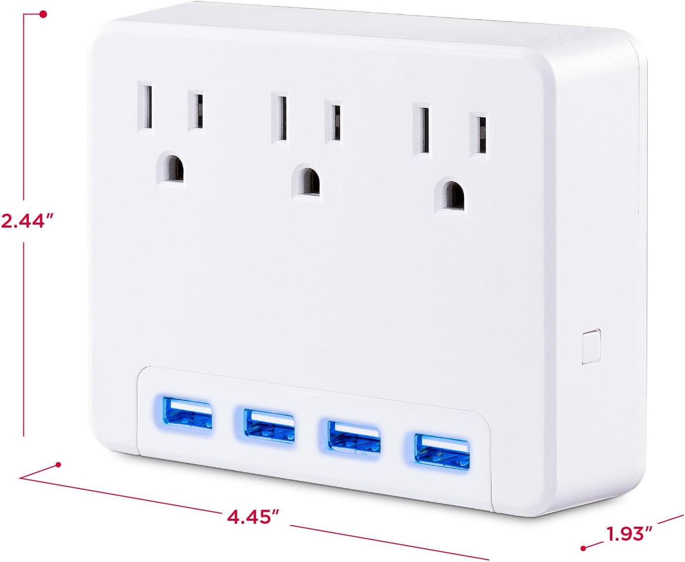 image:imageCyberPower P3WUH MultiHue Lighted Power Wall Tap 3 Outlets 4 USB Charge Ports White UL ListedP3WU