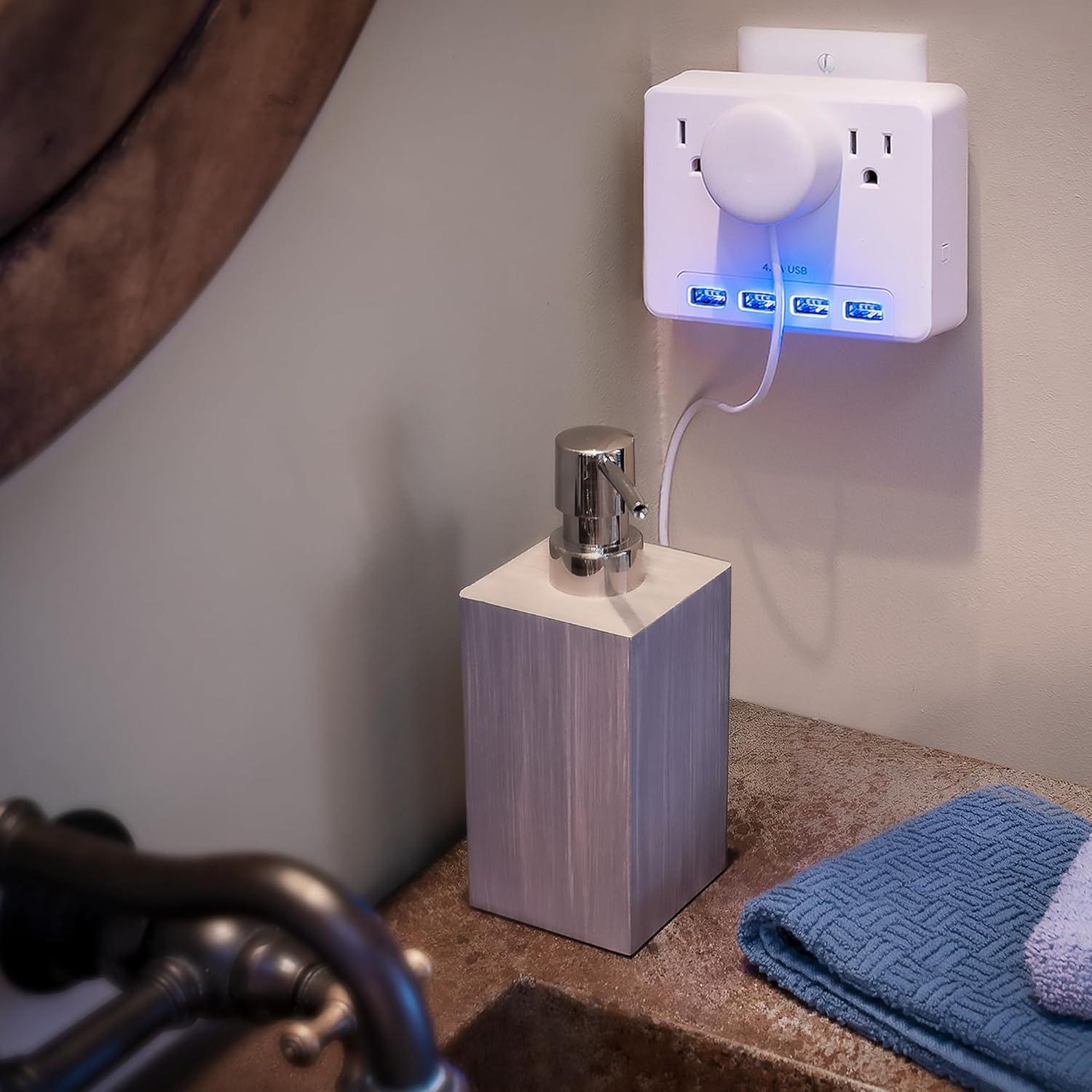 image:imageCyberPower P3WUH MultiHue Lighted Power Wall Tap 3 Outlets 4 USB Charge Ports White UL ListedP3WU