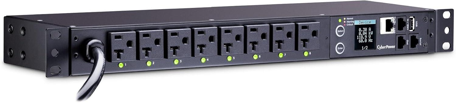 image:imageCyberPower PDU41001 Switched PDU 100120V15A Derated to 12A 8 Outlets 1U Rackmount120V20A
