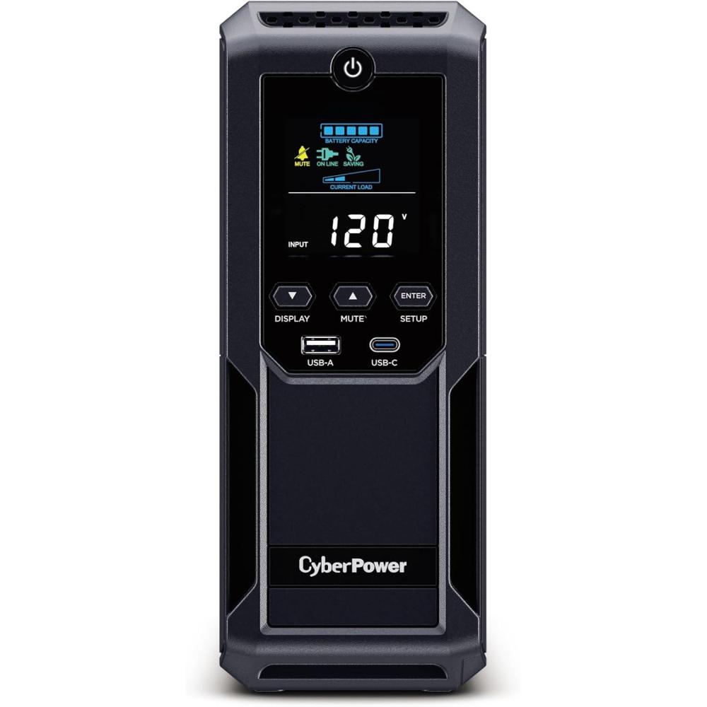 image:imageCyberPower BRG1500AVRLCD2 Intelligent LCD UPS Battery Backup and Surge Protector 1500VA900W 12 Outlets 2 USB Ports AVR MiniTower UL Certified 5Year Warranty1500VA900W