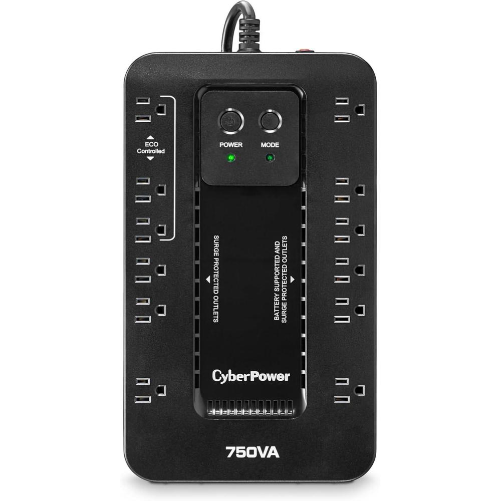 image:imageCyberPower EC850LCD Ecologic UPS Battery Backup and Surge Protector 850VA510W 12 Outlets ECO Mode Compact UL Certified750VA