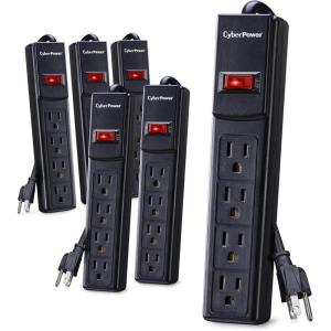 CyberPower CSB404 Essential Surge Protector, 450J/125V, 4 Outlets, 4ft Power Cord, Black(6 Pack)