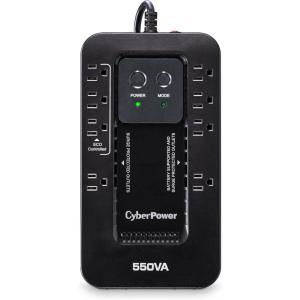 CyberPower EC850LCD Ecologic UPS Battery Backup and Surge Protector, 850VA/510W, 12 Outlets, ECO Mode, Compact, UL Certified(550VA)