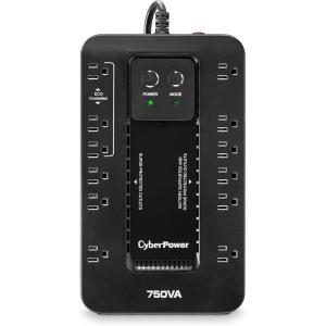 CyberPower EC850LCD Ecologic UPS Battery Backup and Surge Protector, 850VA/510W, 12 Outlets, ECO Mode, Compact, UL Certified(750VA)