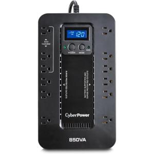 CyberPower EC850LCD Ecologic UPS Battery Backup and Surge Protector, 850VA/510W, 12 Outlets, ECO Mode, Compact, UL Certified(850VA LCD)