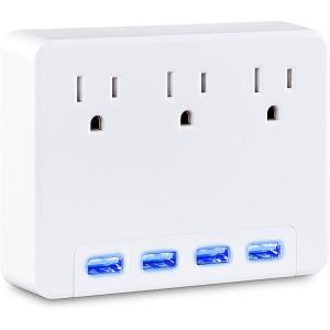 CyberPower P3WUH Multi-Hue Lighted Power Wall Tap, 3 Outlets, 4 USB Charge Ports, White, UL Listed(P3WU)