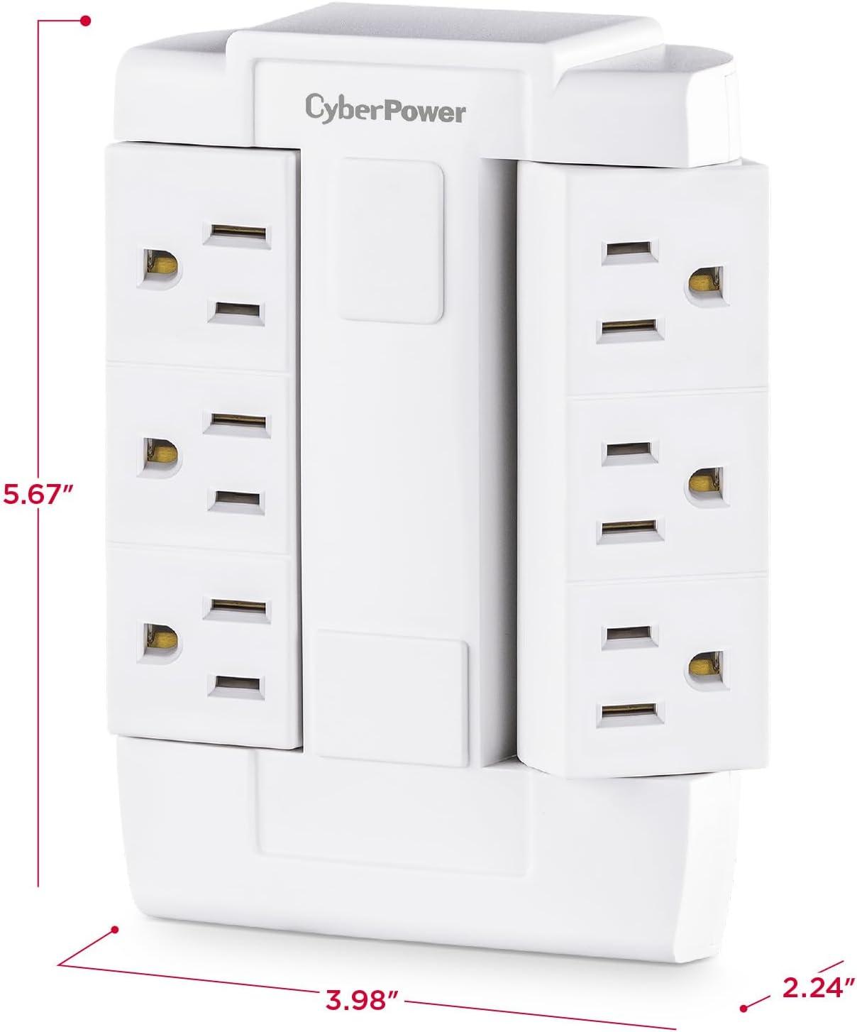 image:imageCyberPower GT600P 6 Outlet Swivel Grounded Wall Tap White1 Count Pack of 1