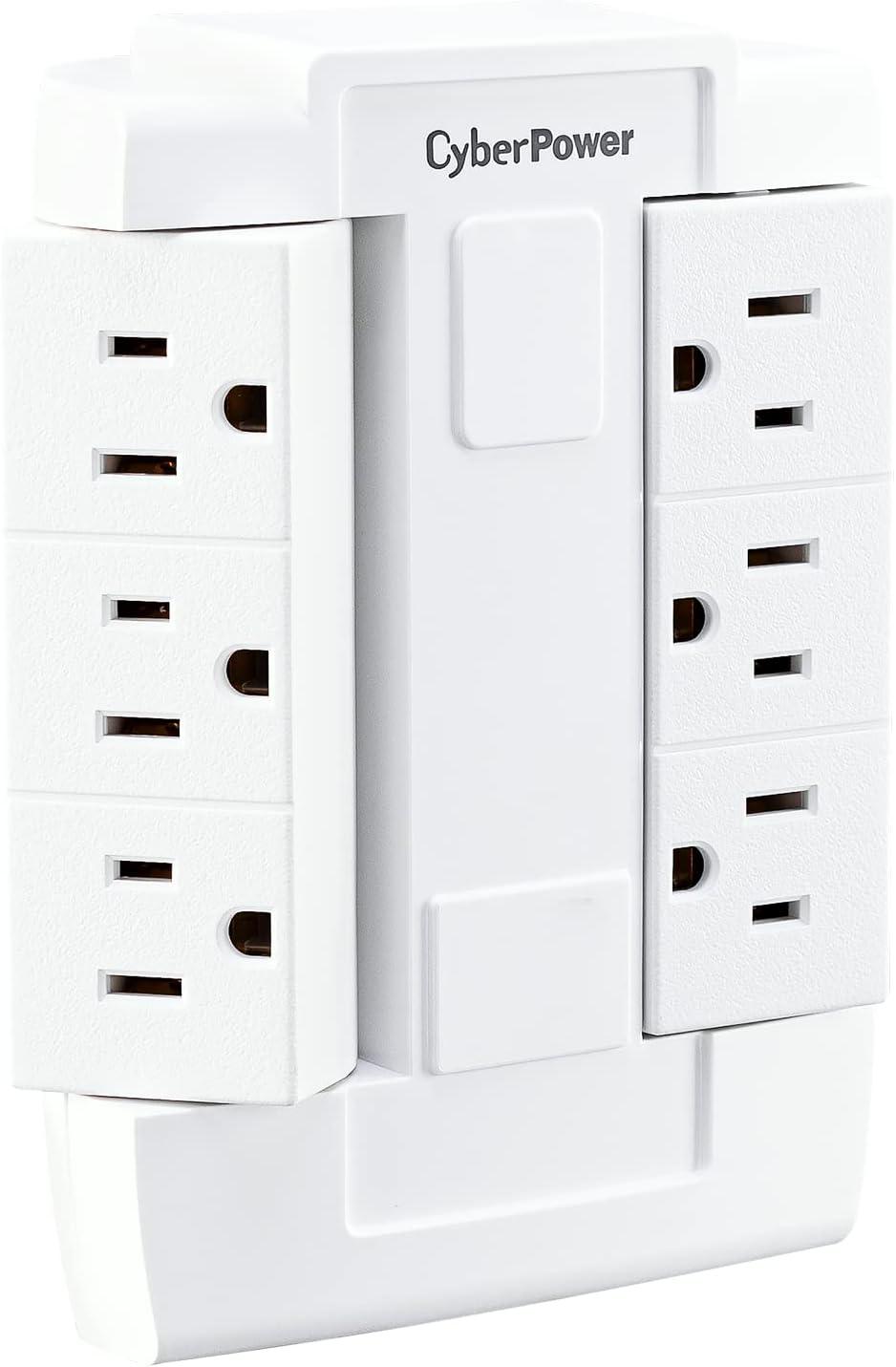 image:imageCyberPower GT600P 6 Outlet Swivel Grounded Wall Tap White1 Count Pack of 2
