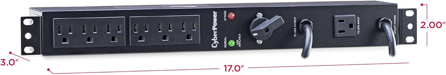 image:imageCyberPower MBP15A6 Maintenance Bypass PDU 120V15A 6 Outlets 1U Rackmount Black