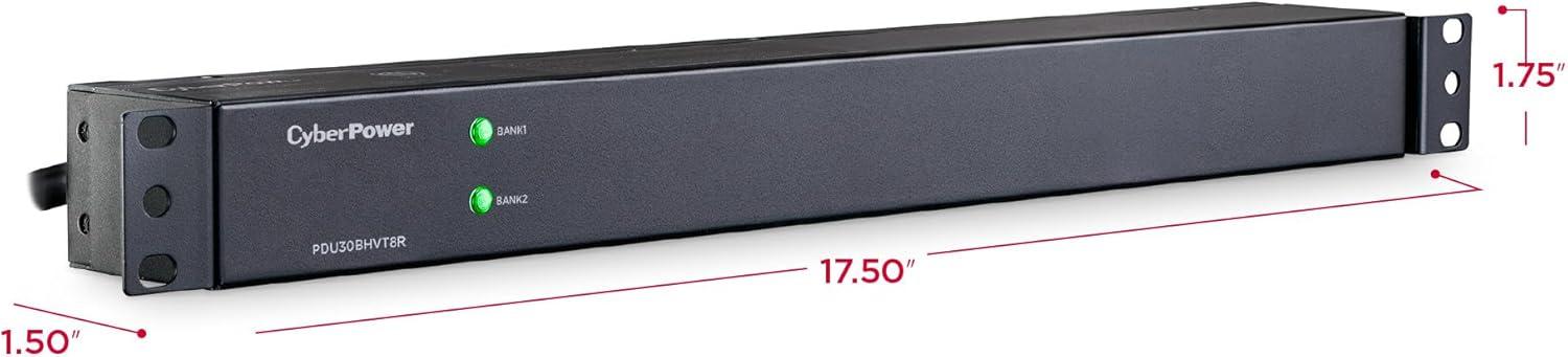 image:imageCyberPower PDU30BHVT8R Basic PDU 208230V30A Derated to 24A 8 Outlets 10ft Power Cord 1U Rackmount