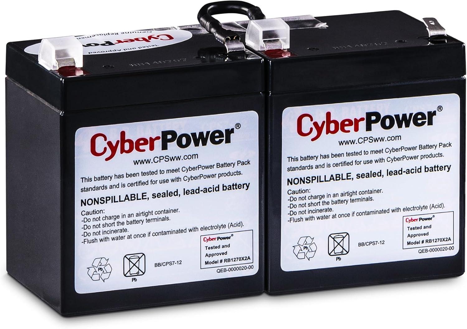 image:imageCyberPower RB1270X2A UPS Replacement Battery Cartridge MaintenanceFree User Installable 12V7AhBattery 12V7Ah