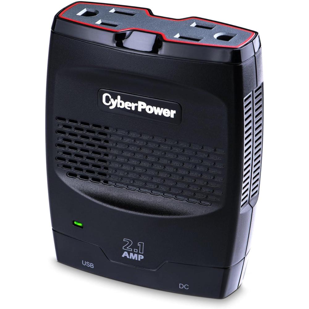 image:imageCyberPower CPS175SURC1 175W Mobile Power Inverter with 21A USB Charger  Slim Line Design BlackGray