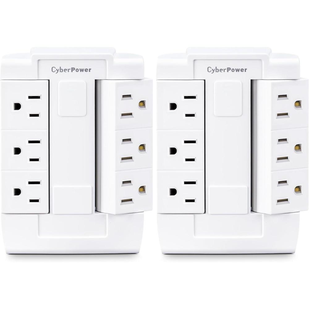 image:imageCyberPower GT600P 6 Outlet Swivel Grounded Wall Tap White1 Count Pack of 2