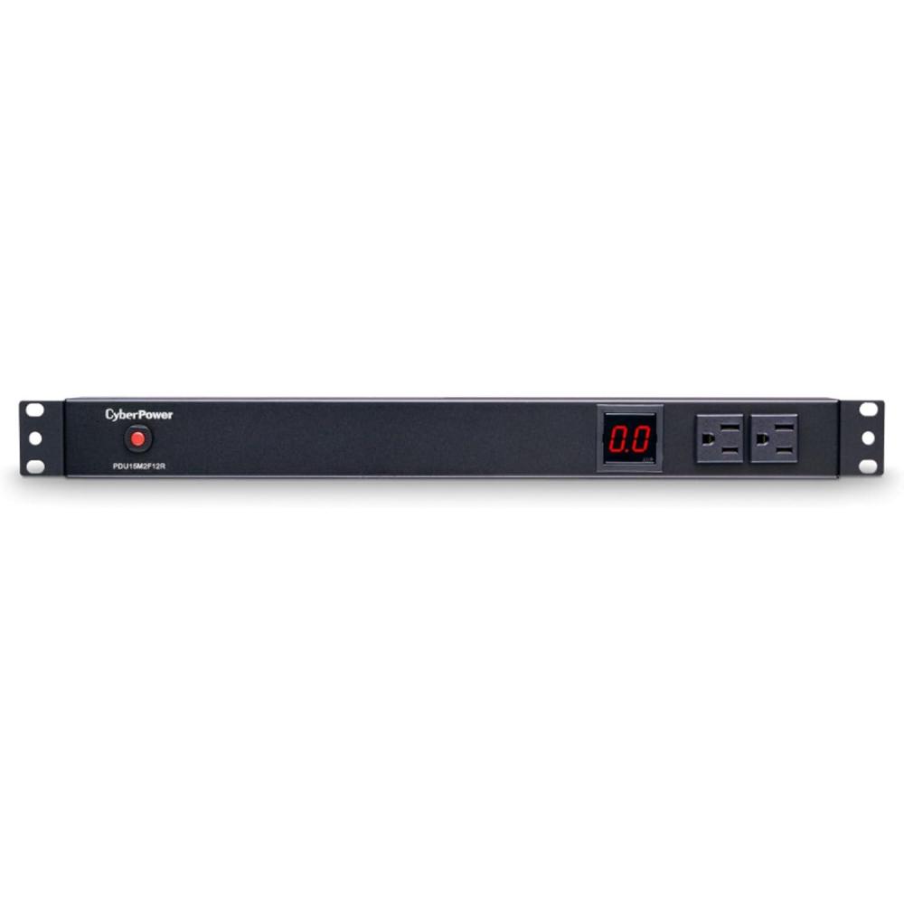 image:imageCyberPower PDU15M2F12R Metered PDU 100125V15A Derated to 12A 14 Outlets 1U Rackmount 15 Foot Power Cord