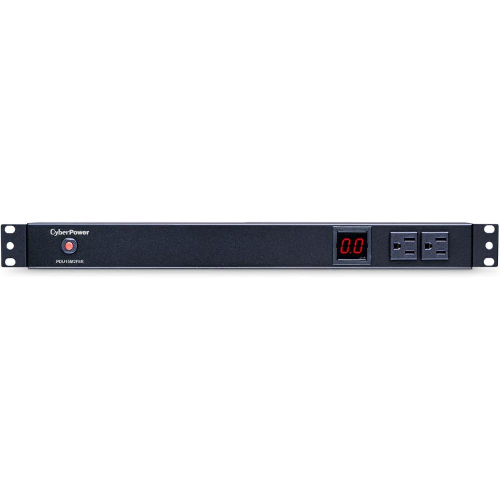 image:imageCyberPower PDU15M2F8R Metered PDU 100125V15A Derated to 12A 10 Outlets 1U Rackmount 15 Foot Power Cord