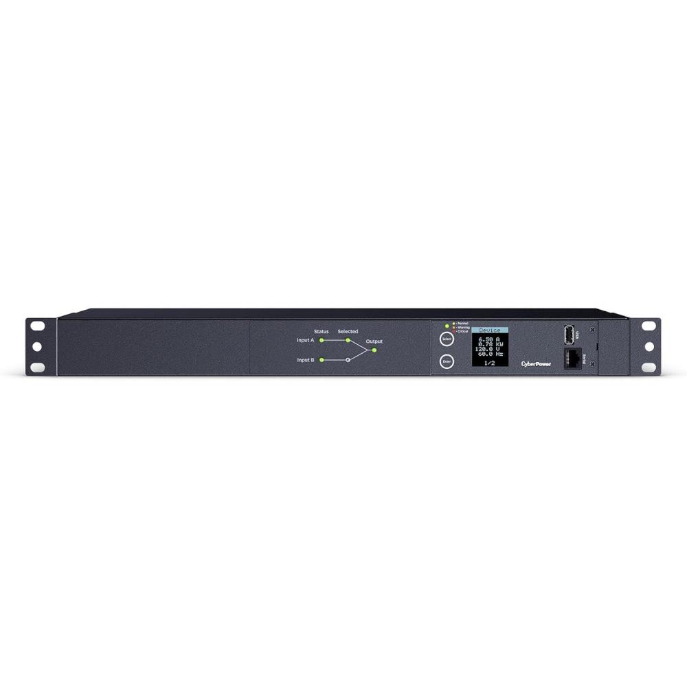 image:imageCyberPower PDU24001 Metered ATS PDU 100120V 15A Derated to 12A 10 Outlets 1U Rackmount