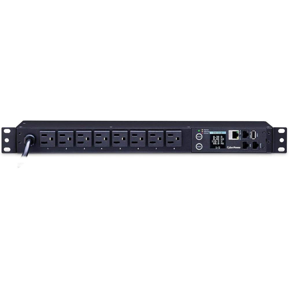 image:imageCyberPower PDU31001 Monitored PDU 100120V15A 8 Outlets 1U Rackmount