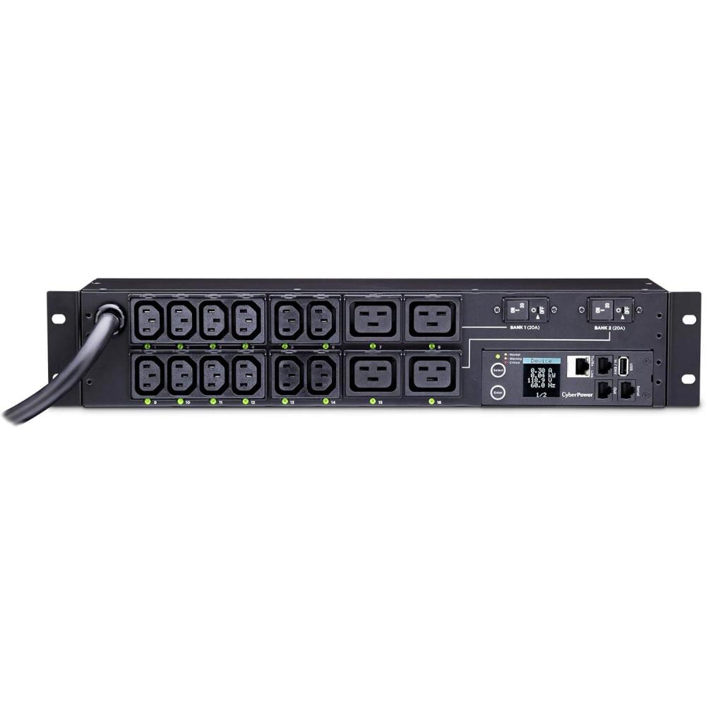image:imageCyberPower PDU41008 Power Distribution Unit Switched 200240V 30A Derated to 24A 16 Outlets 2U Rackmount