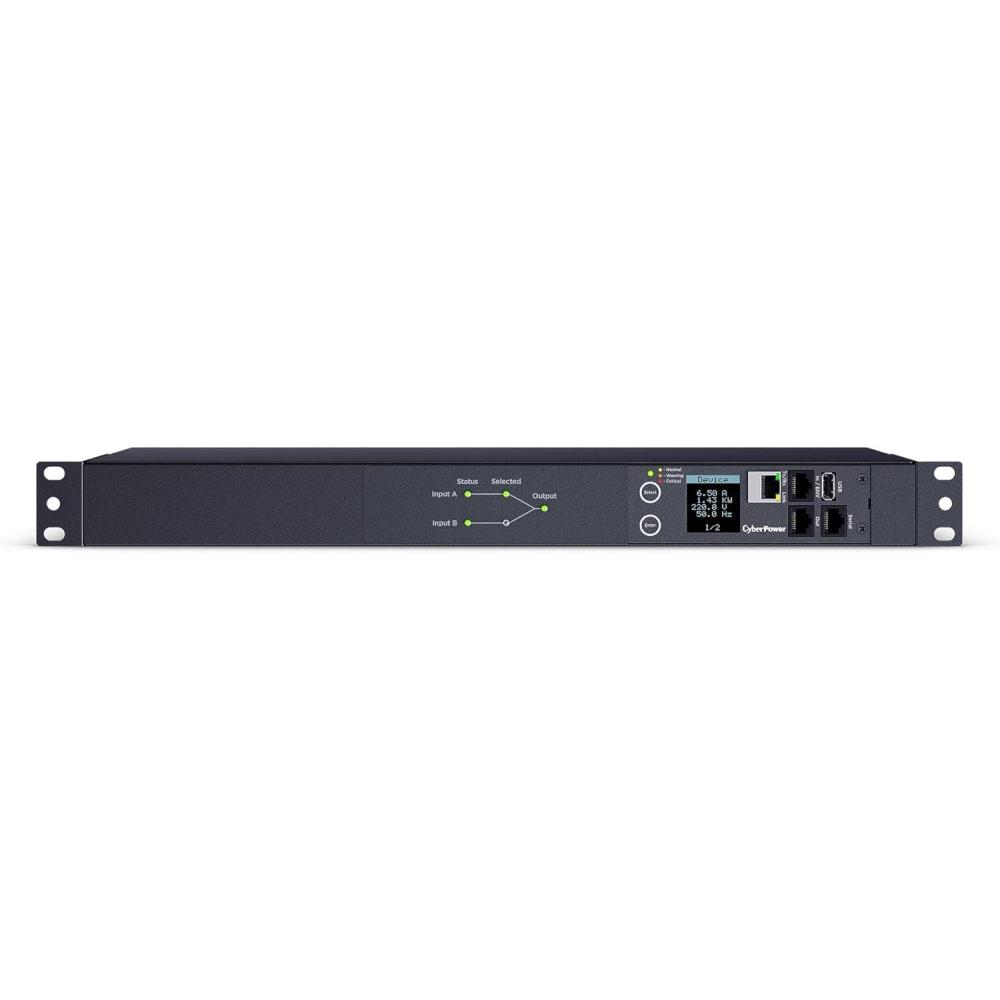 image:imageCyberPower PDU44004 Switched ATS PDU 200240V 15A Derated to 12A 12 Outlets 1U Rackmount