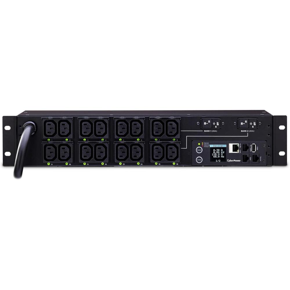 image:imageCyberPower PDU81007 Switched MeteredByOutlet PDU 200240V30A 16 Outlets 2U Rackmount