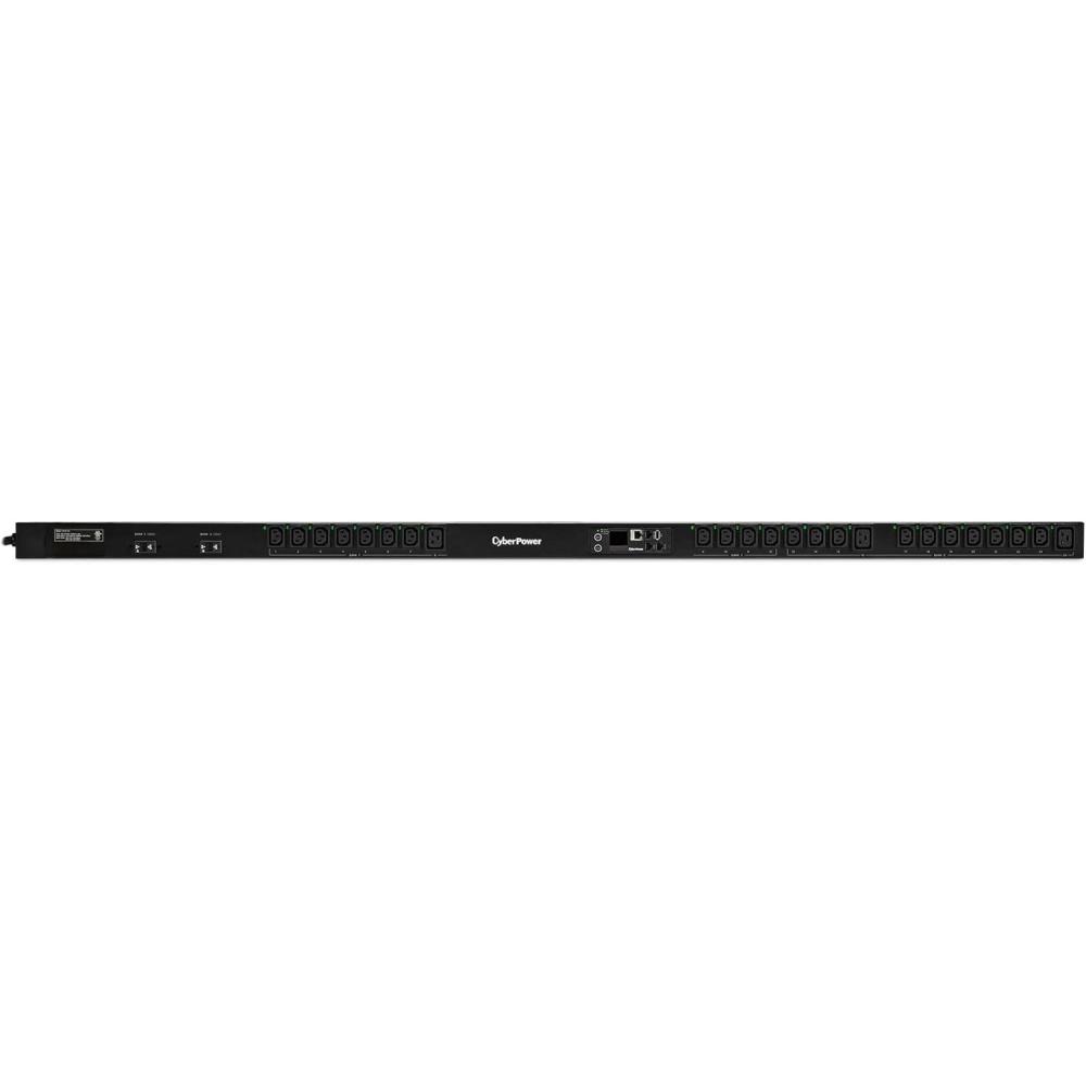 image:imageCyberPower PDU81105 Switched Metered Outlet PDU 200240V30A Derated to 24A 24 Outlets 0U Rackmount