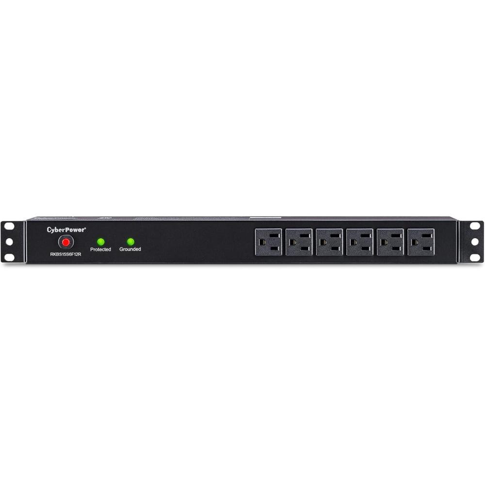image:imageCyberPower RKBS15S4F8R Rackbar Surge Protector 120V15A 12 Outlets 15 Foot Power Cord 1U Rackmount UL ListedRKBS15S6F12R