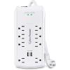 image:imageCyberPower CSP806U Professional Surge Protector 3000J125V 15A 8 Outlets 2 USB Charging Ports 6 Foot Cord White