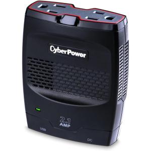 CyberPower CPS175SURC1 175W Mobile Power Inverter with 2.1A USB Charger – Slim Line Design, Black/Gray