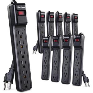 CyberPower CSB6012 Essential Surge Protector, 1200J/125V, 6 Outlets, 12ft Power Cord, Black(10 Pack)