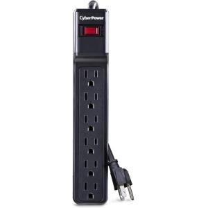 CyberPower CSB6012 Essential Surge Protector, 1200J/125V, 6 Outlets, 12ft Power Cord, Black(Single)