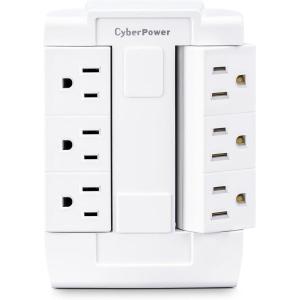 CyberPower GT600P 6 Outlet Swivel Grounded Wall Tap, White(1 Count (Pack of 1))