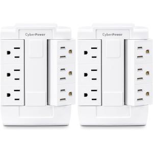 CyberPower GT600P 6 Outlet Swivel Grounded Wall Tap, White(1 Count (Pack of 2))