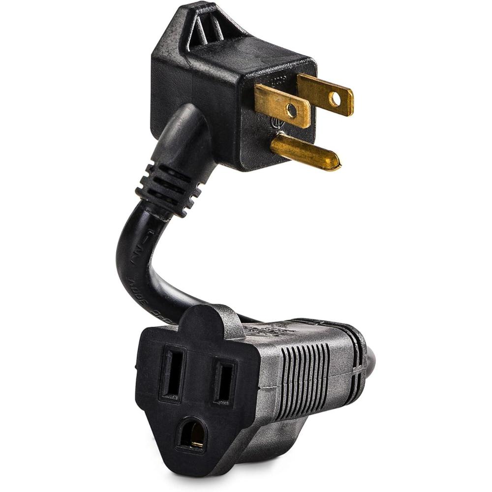 image:imageCyberPower GC201 HeavyDuty Extension Cord 6Inch 2 Grounded Outlets NEMA 515P to 2 x NEMA 515R ImpactResistant Casing 125V13A Black05 Foot Pack of 12