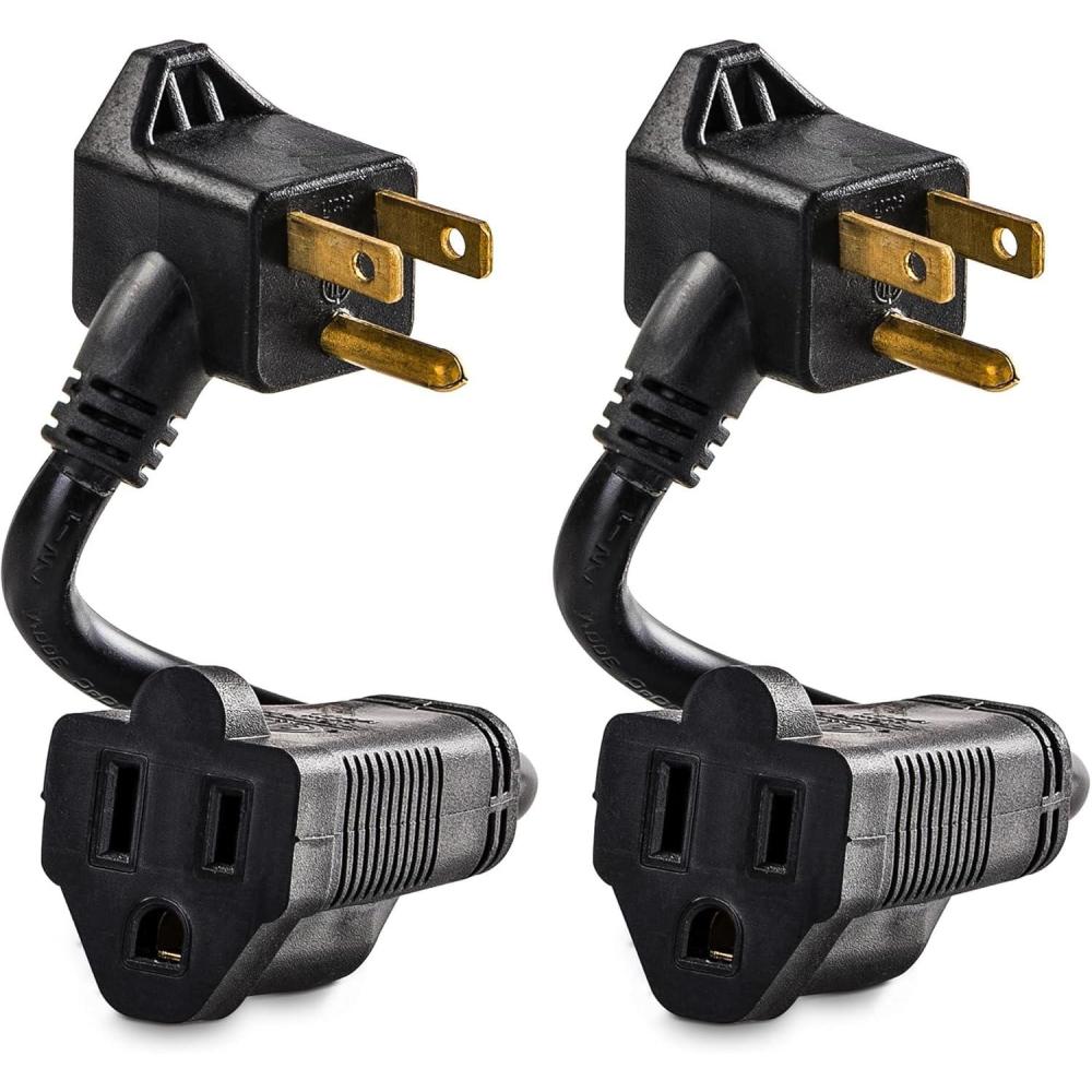 image:imageCyberPower GC201 HeavyDuty Extension Cord 6Inch 2 Grounded Outlets NEMA 515P to 2 x NEMA 515R ImpactResistant Casing 125V13A Black05 Foot Pack of 2
