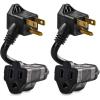 image:imageCyberPower GC201 HeavyDuty Extension Cord 6Inch 2 Grounded Outlets NEMA 515P to 2 x NEMA 515R ImpactResistant Casing 125V13A Black05 Foot Pack of 2