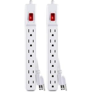 CyberPower GS60304 Power Strip, 6 Outlets, 3 Foot Power Cord White(1 Count (Pack of 2))